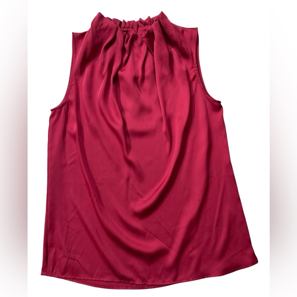 Worthington High Neck Red Sleeveless Red Top